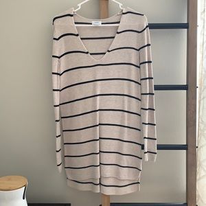 Long off white striped sweater